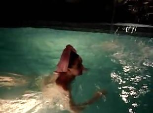 European girls topless in a pool!