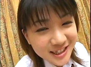 Horny Asian Schoolgirl plays her Pussy and sucks Dick