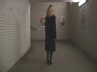 German exhibitionist in the subway